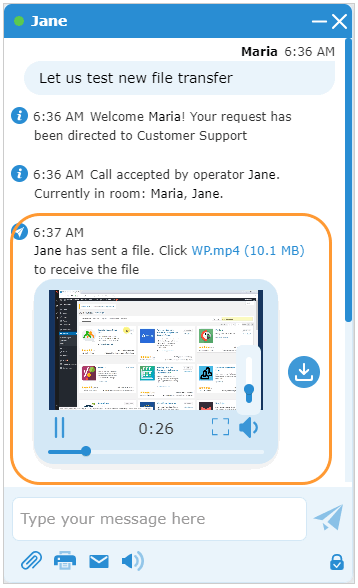 Video file sending in modern chat messenger